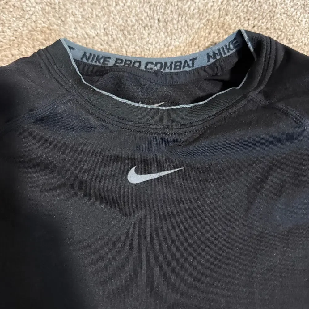 Nike Pro Combat Padded Football Compression Shirt Black Red Youth Size XL